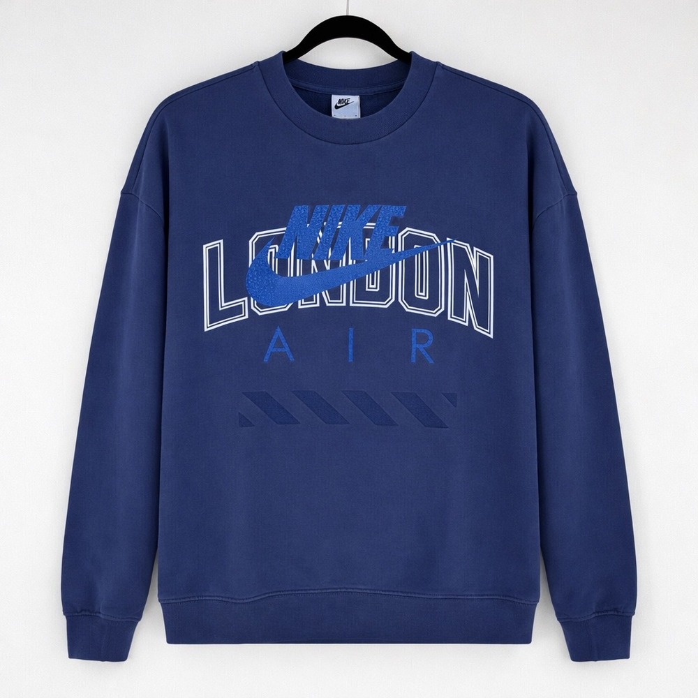 Nike Men's London Air Crewneck Sweatshirt Blue Size M Women's‎ L Cotton